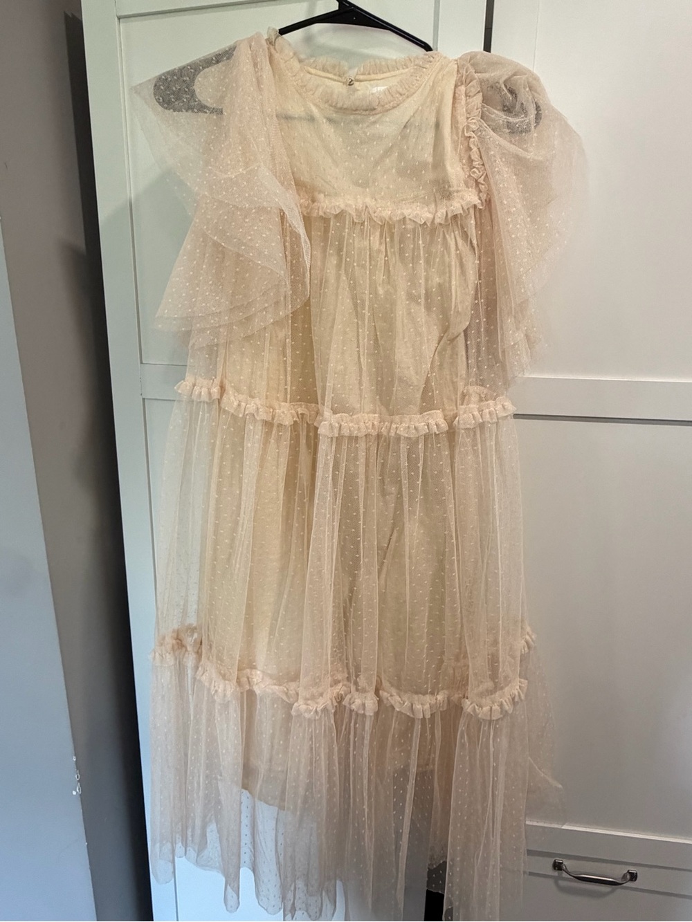 Girls Cream Layered Tulle Party Dress